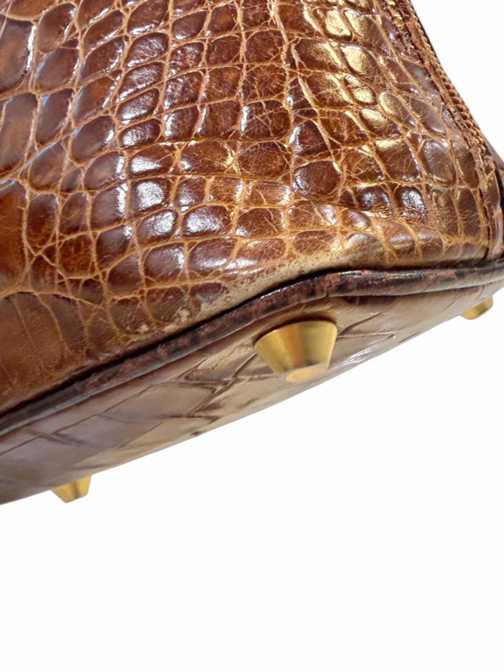 Brown Crocodile Leather Top-Handle Bag with Shoulder Strap Made in Italy 🇮🇹 - Picture 15 of 15